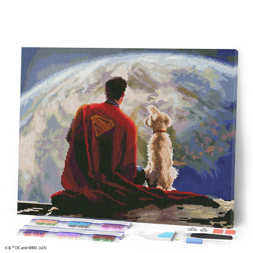 Figured'Art Superman en Krypto diamond painting 40x50 ingelijst