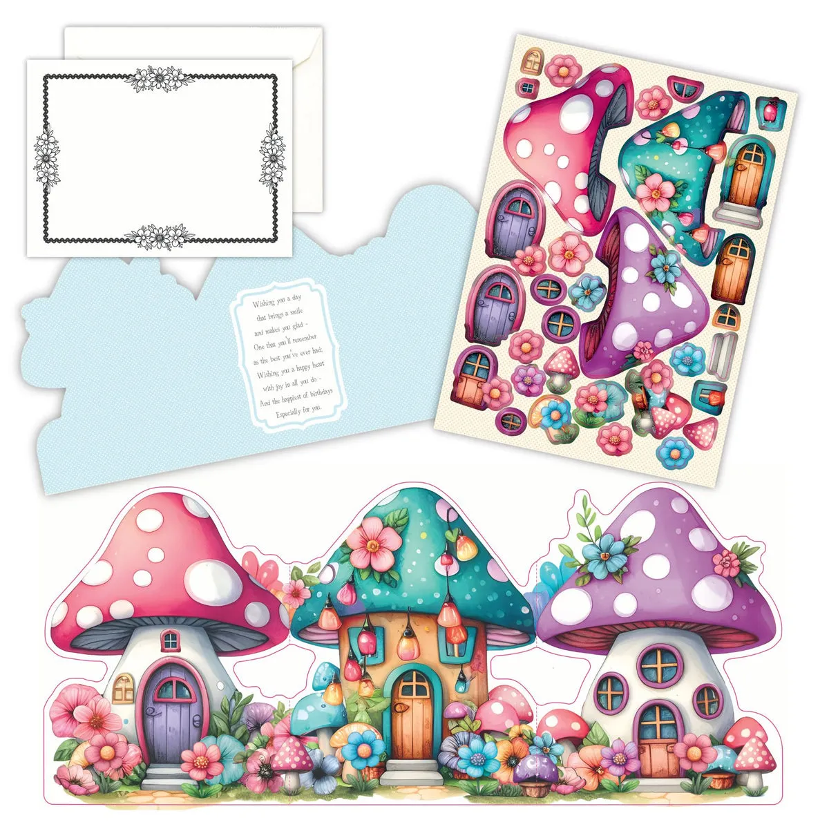 Craft Buddy Fairy Mushroom House kaartenpakket 24 stuks