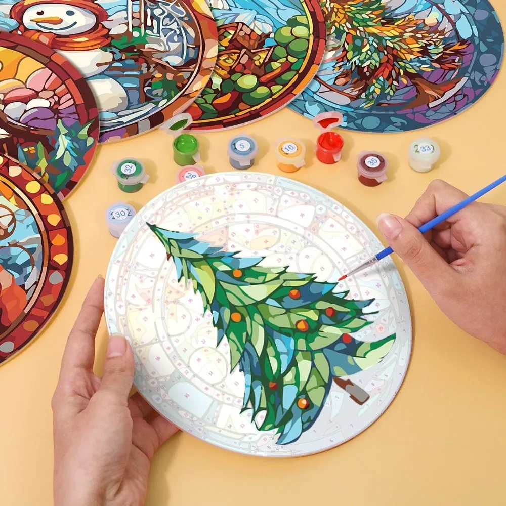 Figured'Art Kerstcadeau schilderen op nummer tafelsets 20cm 6 stuks