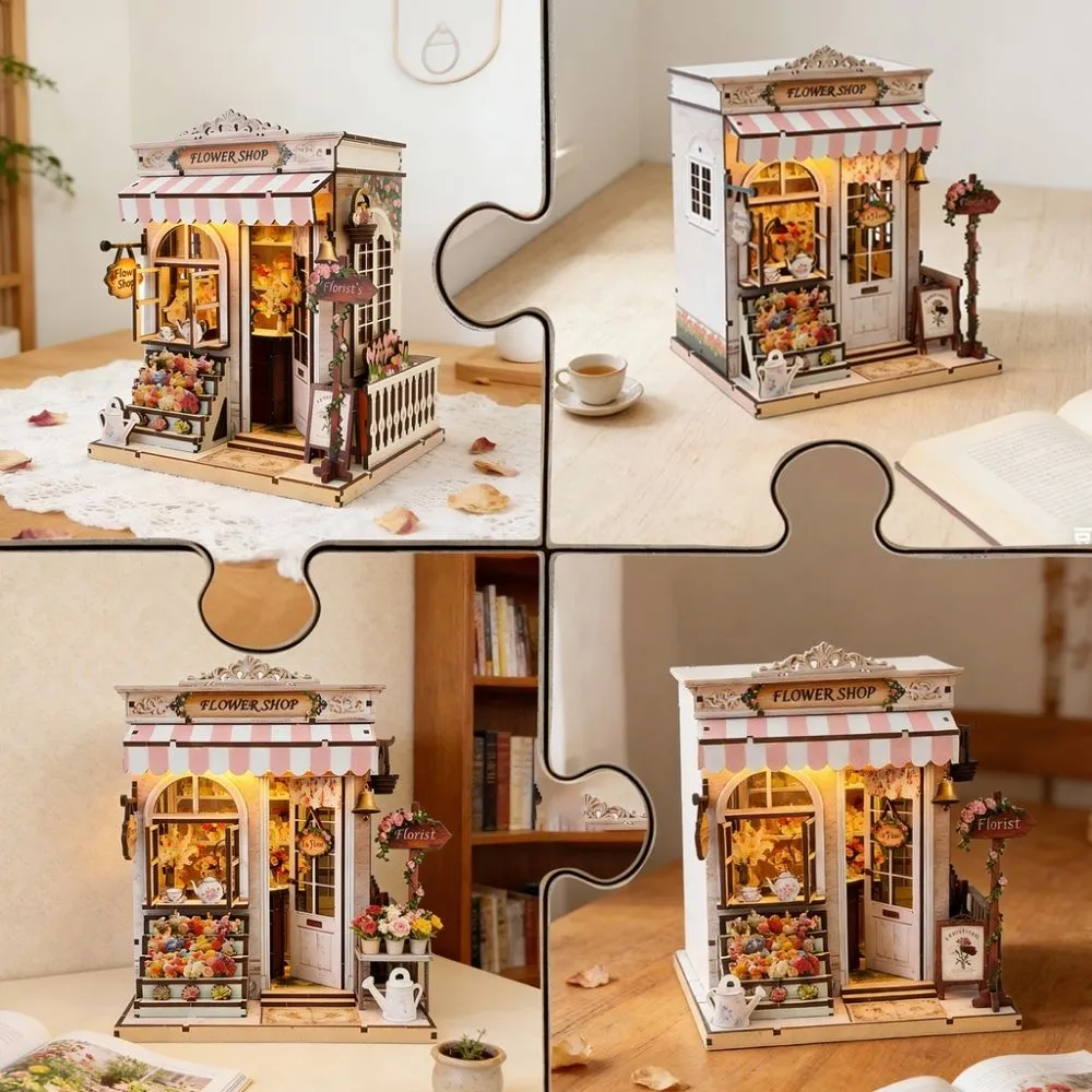 Figured'Art Miniatuurhuisjes Sweet Eaves Bloemist 3D puzzel met led