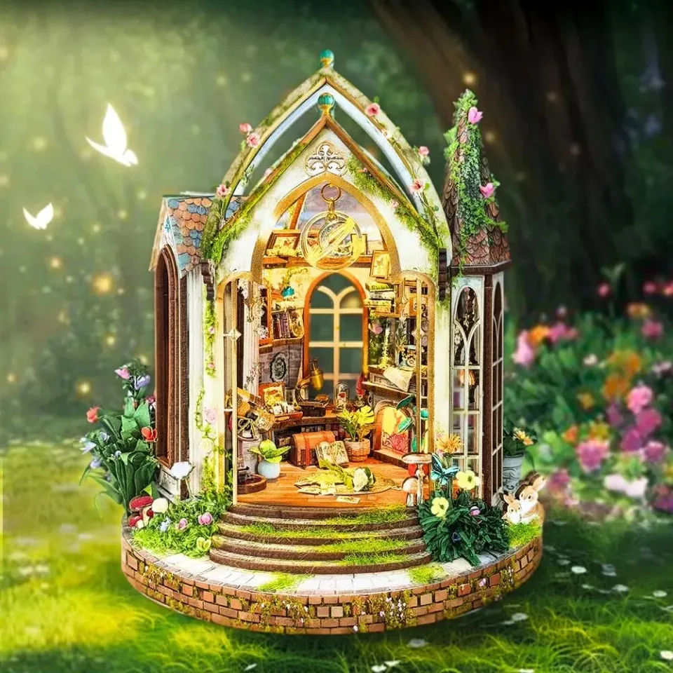 Figured'Art Dreamland Bloemenstudio miniatuurhuisje 14,5cm met led