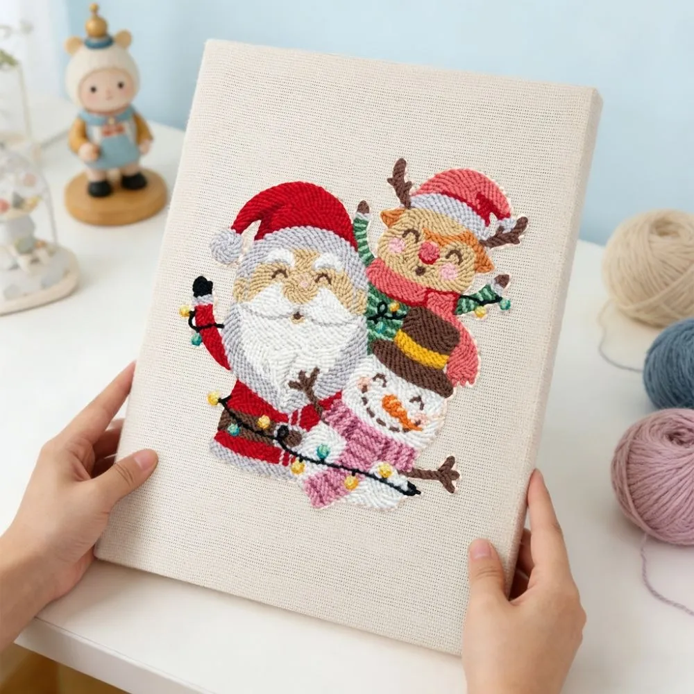 Figured'Art Kerstman en Vrienden punch needle pakket 20x30cm kerst