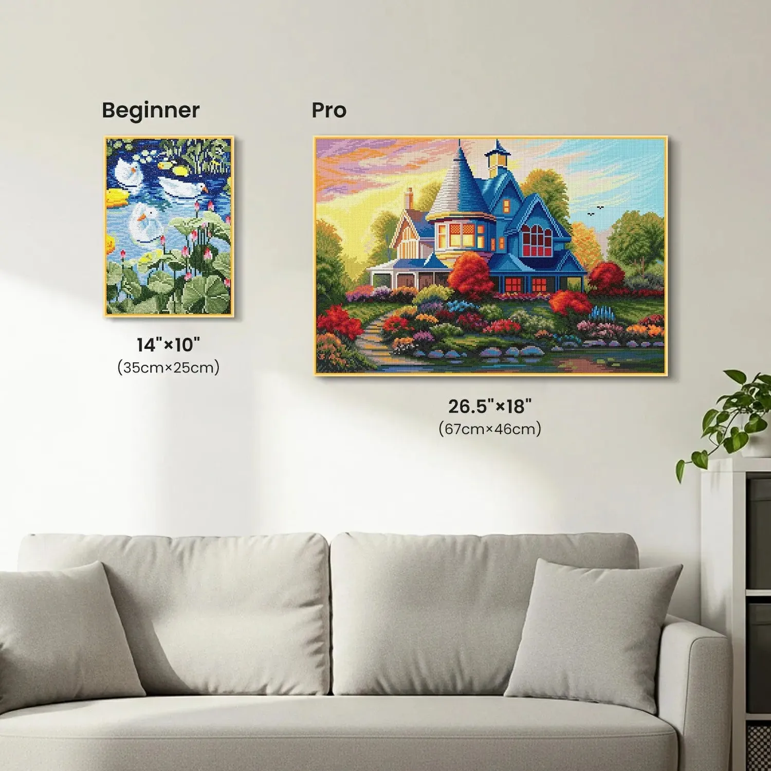 ARTDOT Evening Glow Idyllische Huizen diamond painting vierkant 67x46cm