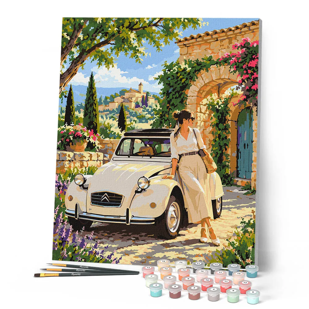 Figured'Art Citroën 2CV schilderen op nummer 40x50 cm auto