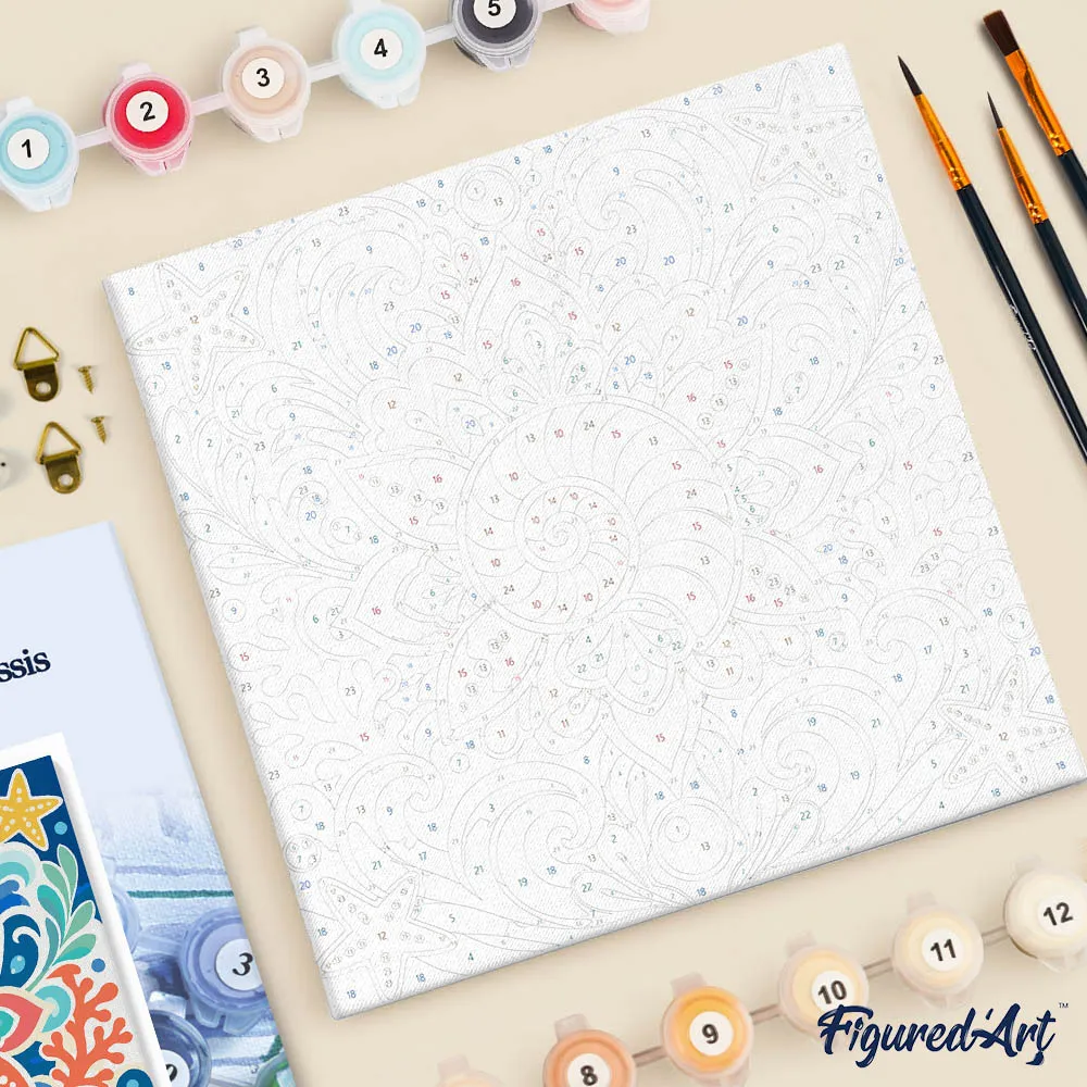 Figured'Art Schelpenmandala Schilderen op Nummer 20x20 cm Frame