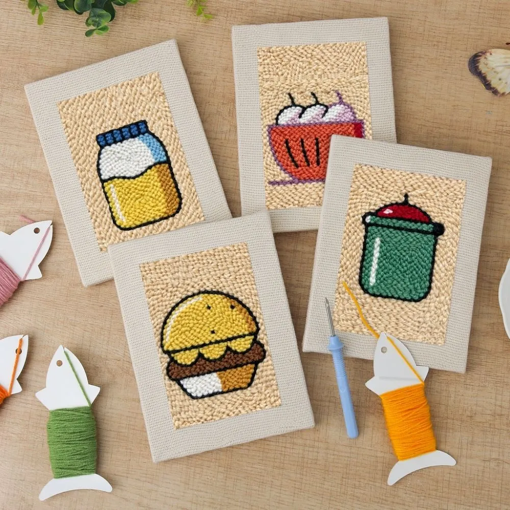 Figured'Art Snacktijd 1 punch needle set 4 stuks met frames