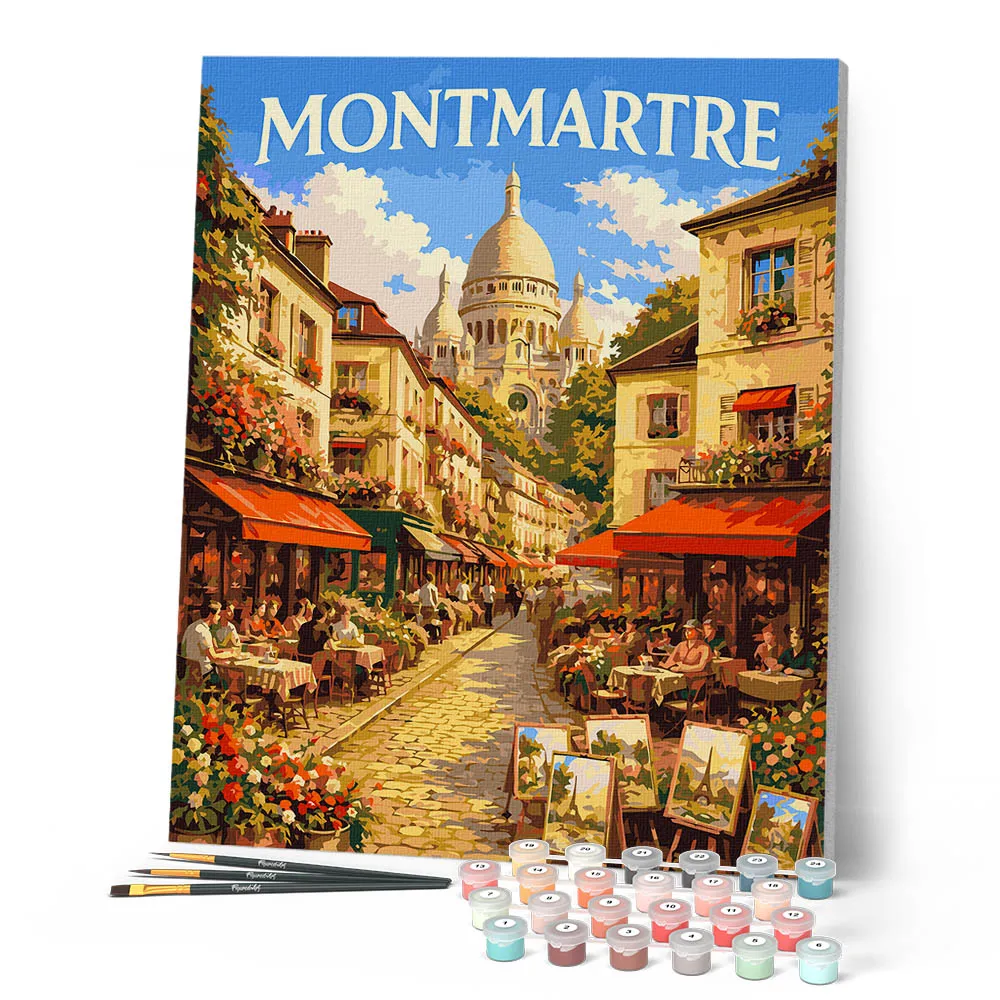 Figured'Art Reisposter Montmartre schilderen op nummer 40x50 cm gevorderd