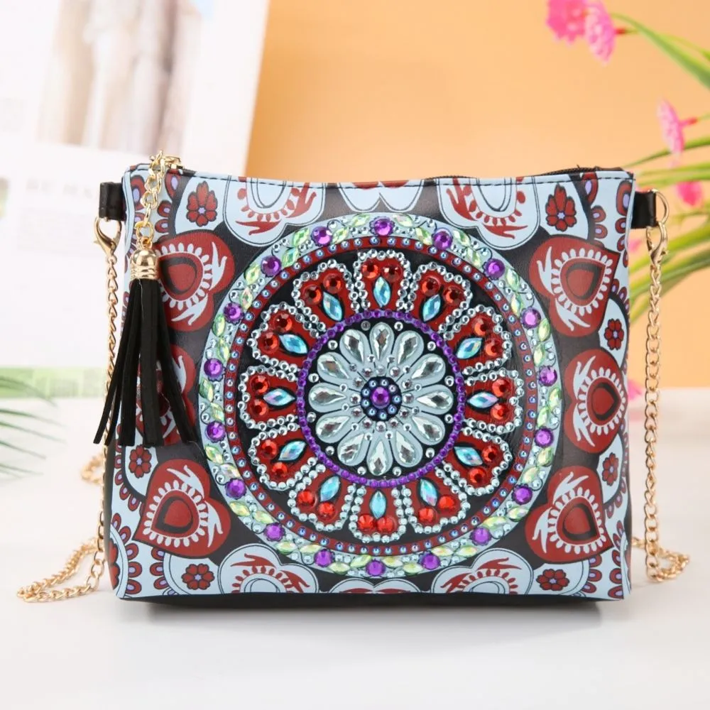 Figured'Art Karmozijnrood Mandala diamond painting handtas 18x15 cm