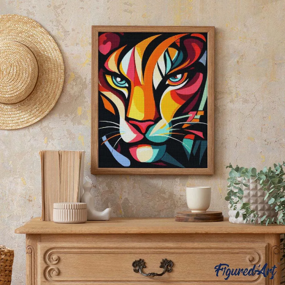 Figured'Art Gedurfd Abstract Tijger 1 diamond painting 40x50