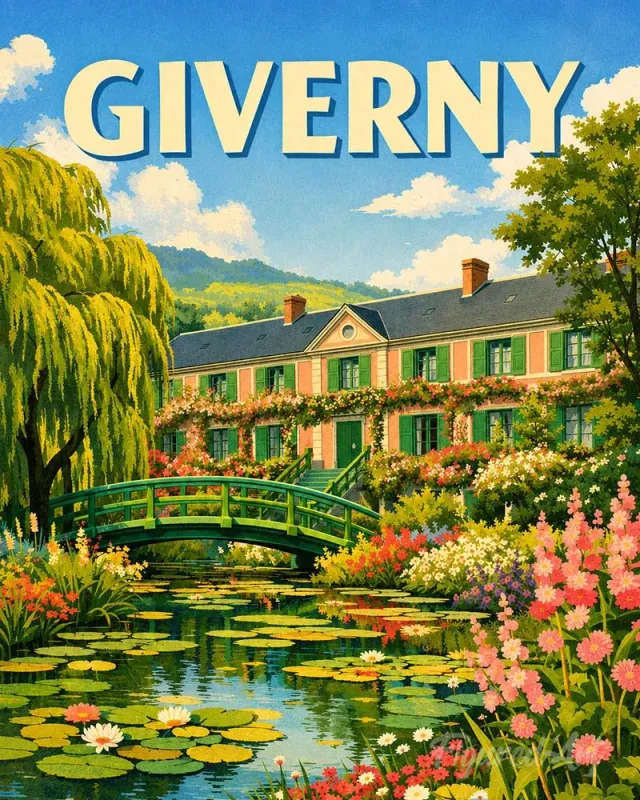 Figured'Art Reisposter Giverny schilderen op nummer 40x50cm Frankrijk