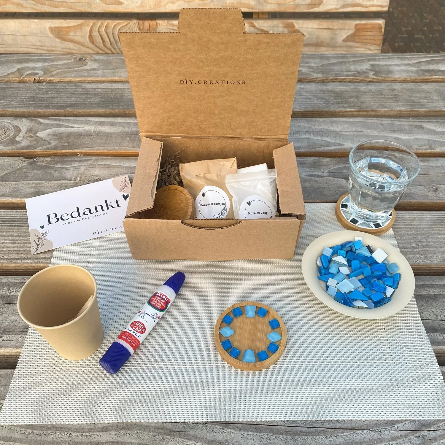 DIY Creations Cozy Coaster mozaïek onderzetters pakket zwart 4 stuks