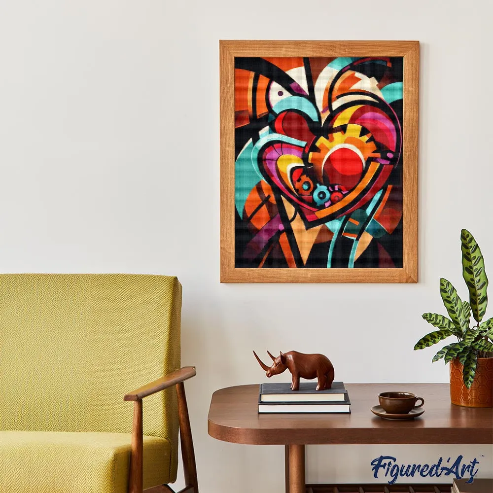 Figured'Art Gedurfd Abstract Hart Tandwielen diamond painting 40x50 cm vierkant