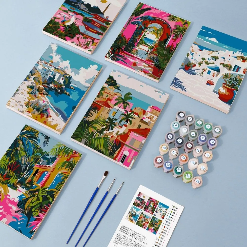 Figured'Art Mini Mediterrane Taferelen schilderen op nummer 6x 15x20 zomer