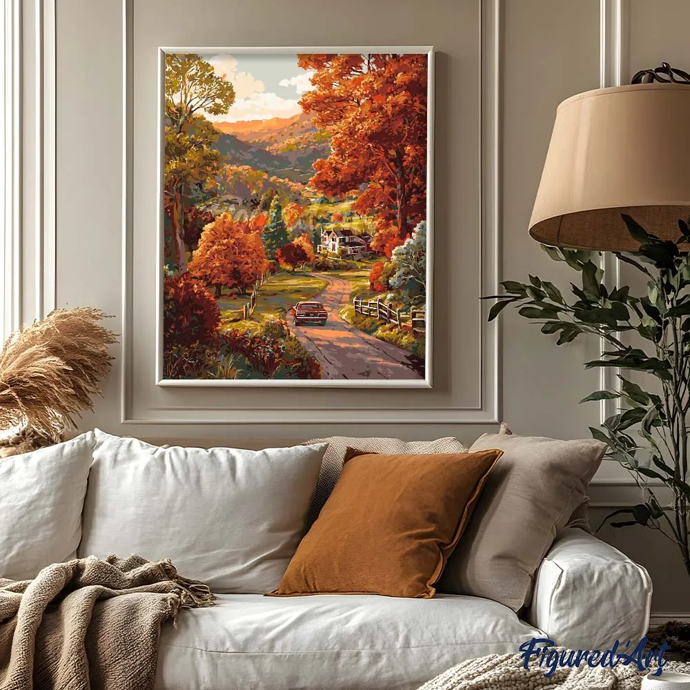 Figured'Art Landweg in de herfst schilderen op nummer 40x50 cm