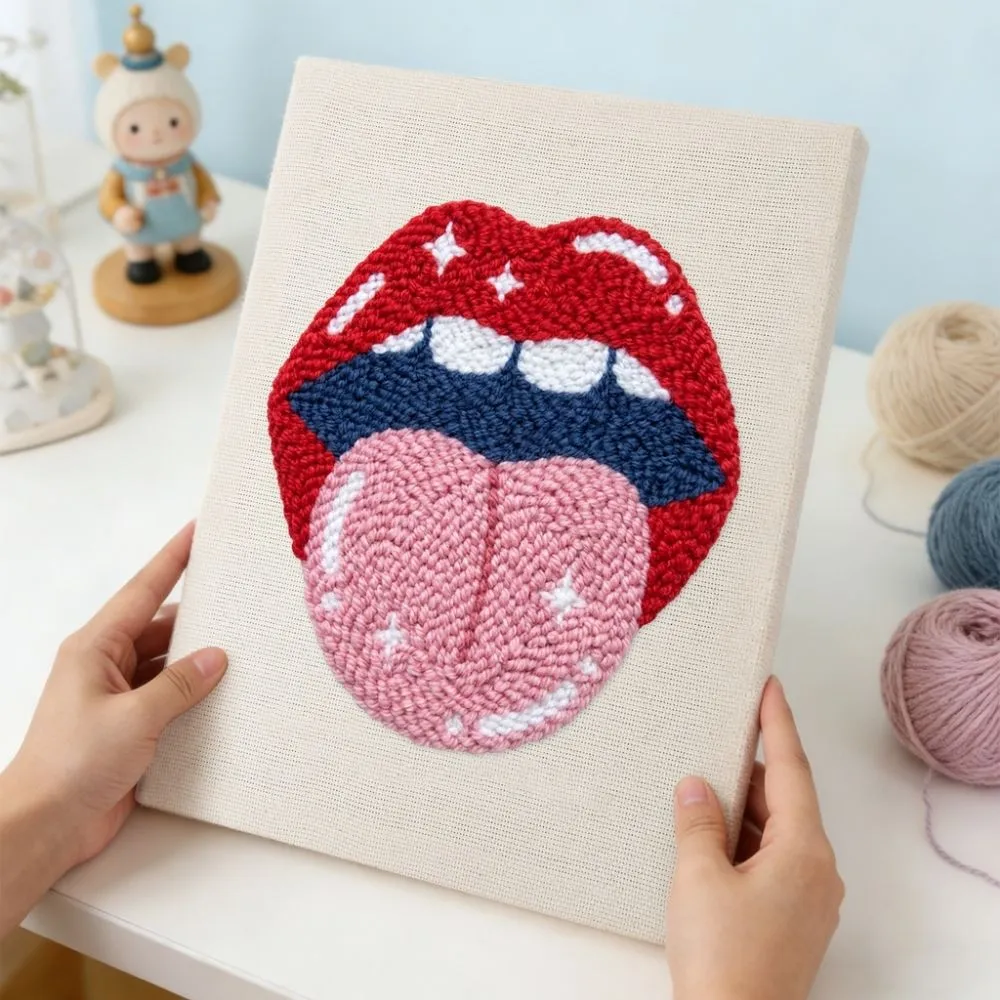 Figured'Art Elektrische Lippen punch needle pakket 20x30 cm katoen