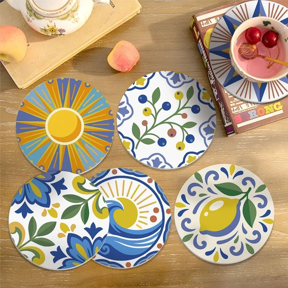 Figured'Art Mediterrane Motieven onderzetters 6 stuks 10cm