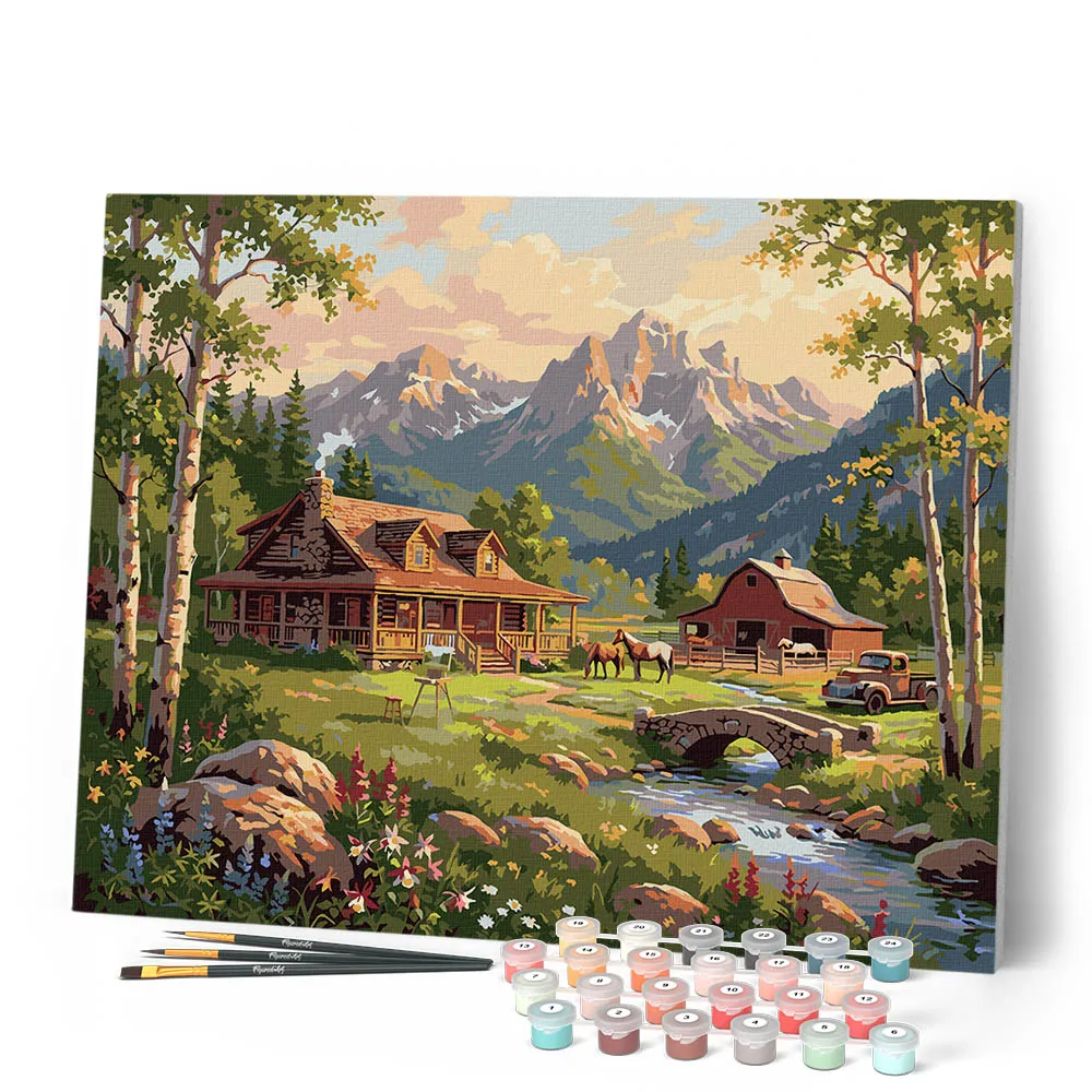 Figured'Art Alpiene Cottage-Droom schilderen op nummer 40x50 cm