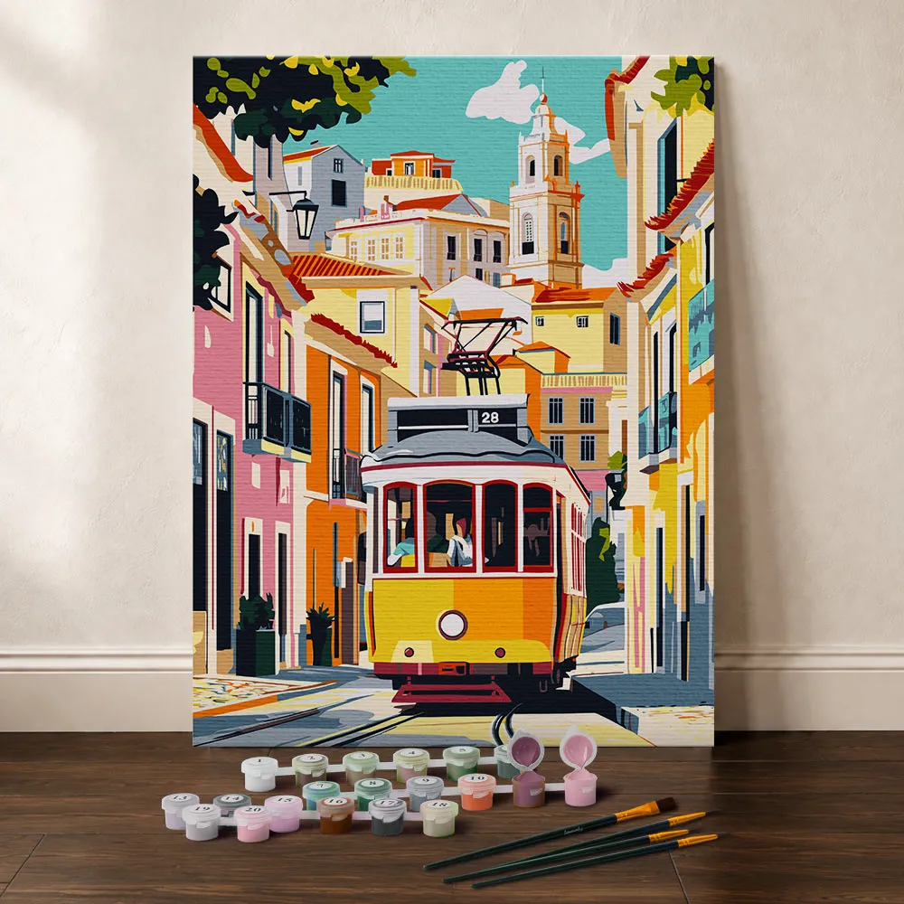 Figured'Art Cadeauset Straten van Lissabon schilderen op nummers 24,5x32,5cm