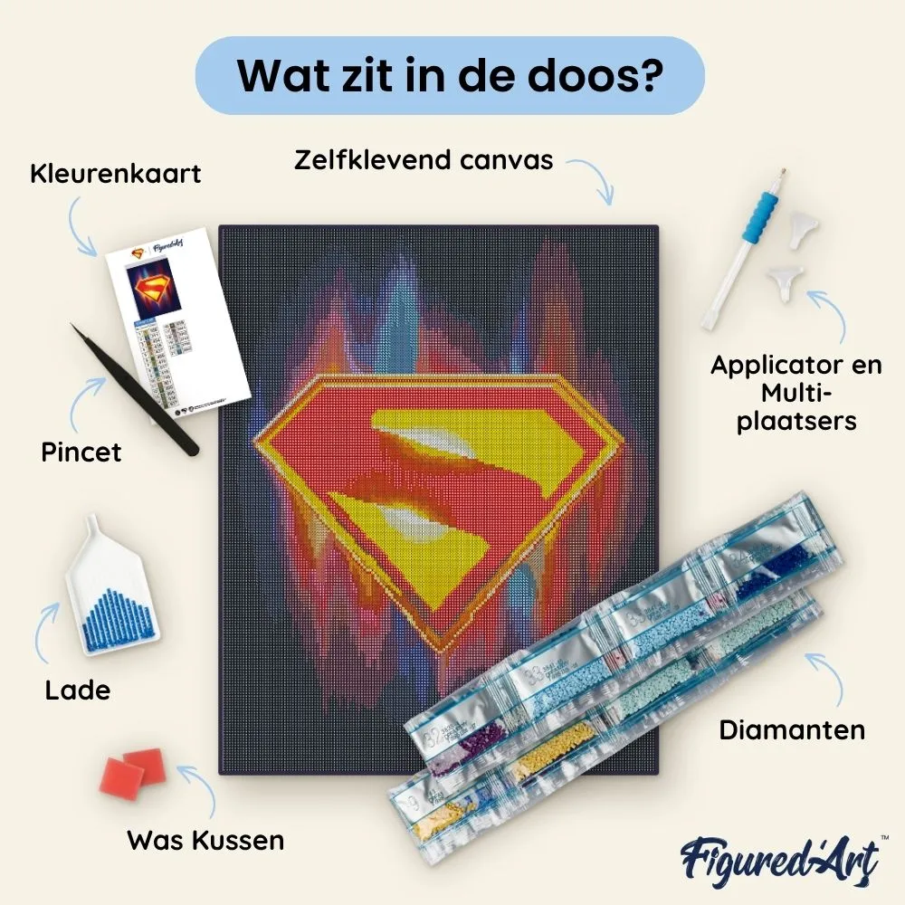 Figured'Art Superman-schild diamond painting 40x50 cm vierkant