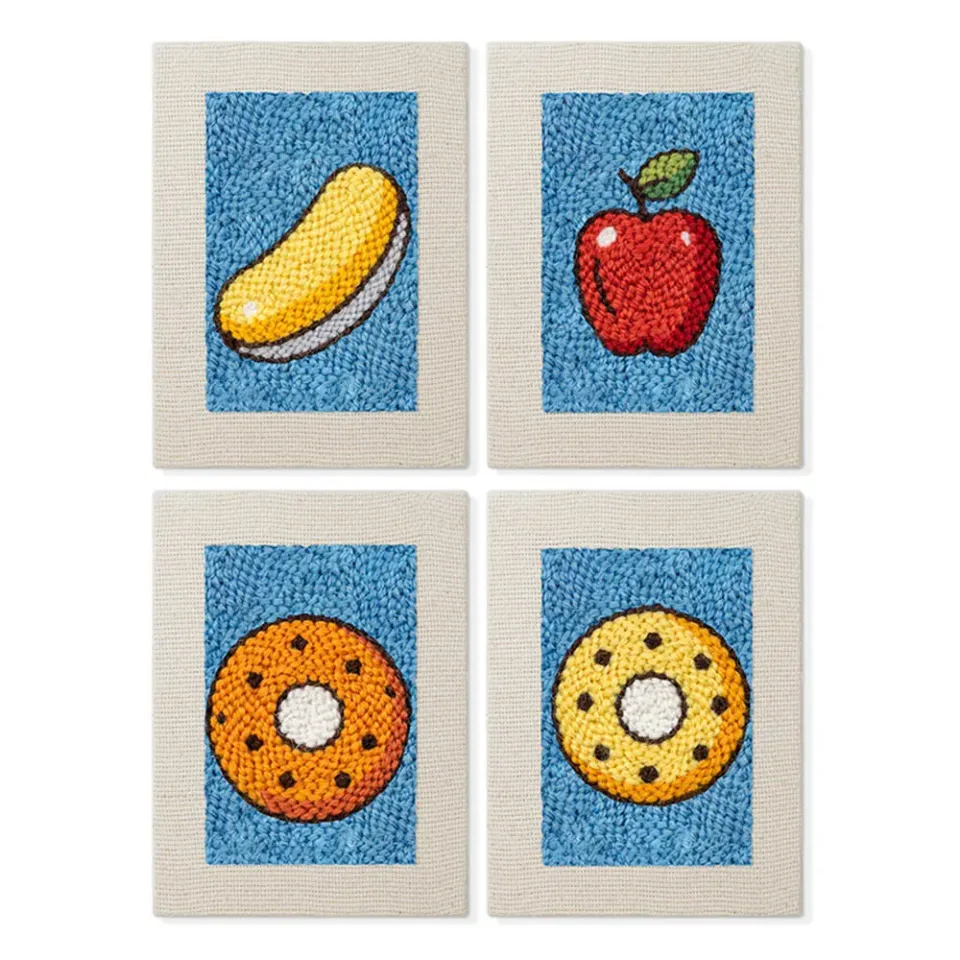 Figured'Art Fruit en Zoet punch needle 4 stuks met frame