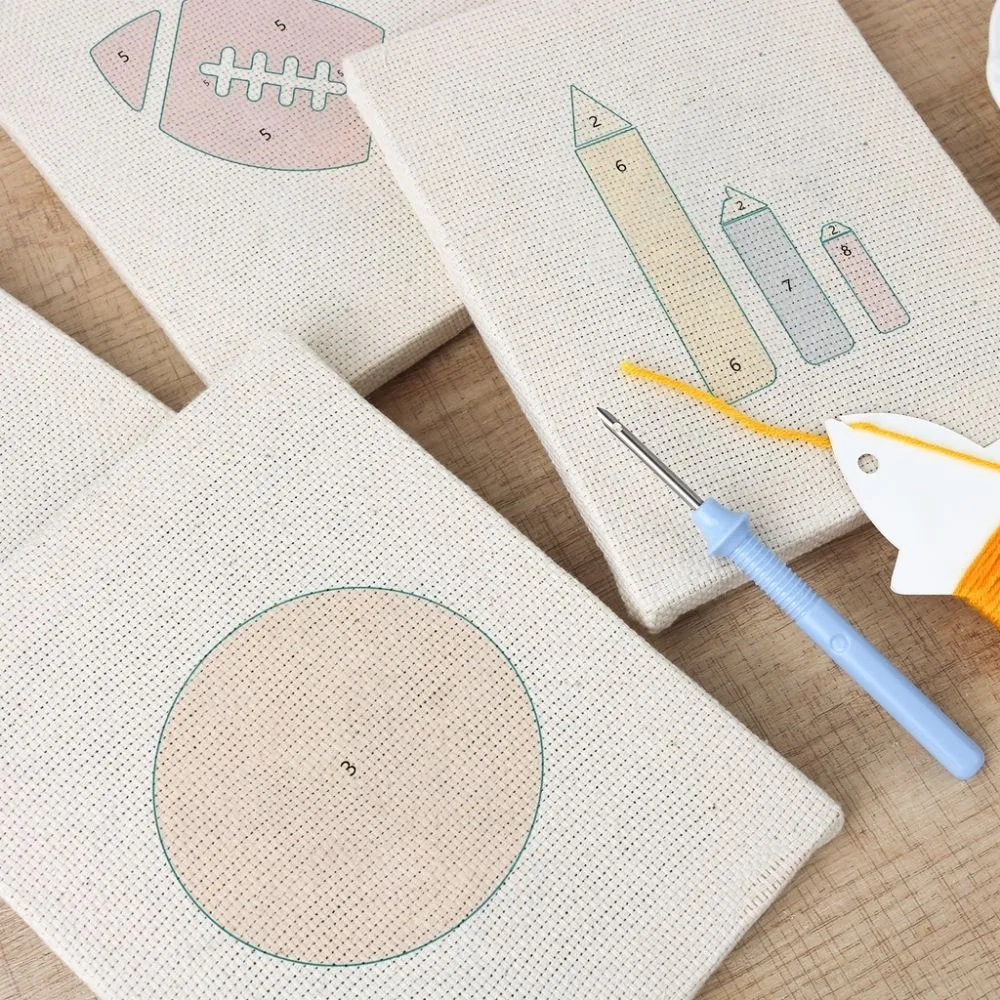 Figured'Art Punch Needle Sportief Plezier set 4 stuks met frames