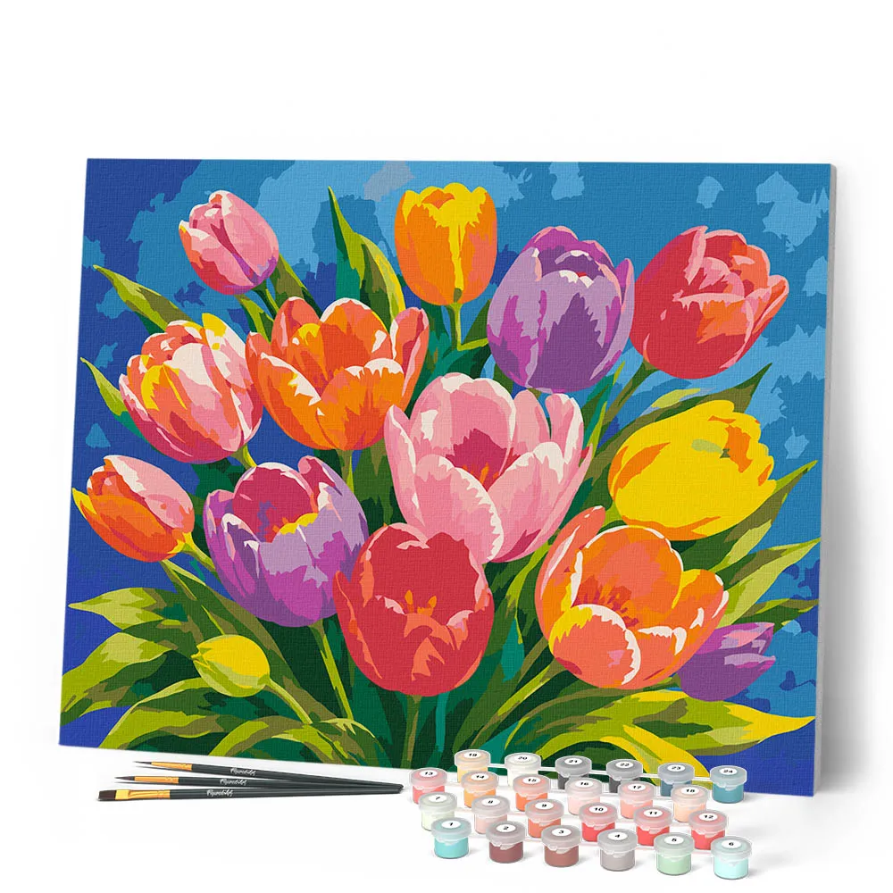 Figured'Art Tulpenboeket Schilderen op Nummer 40x50 cm eenvoudig