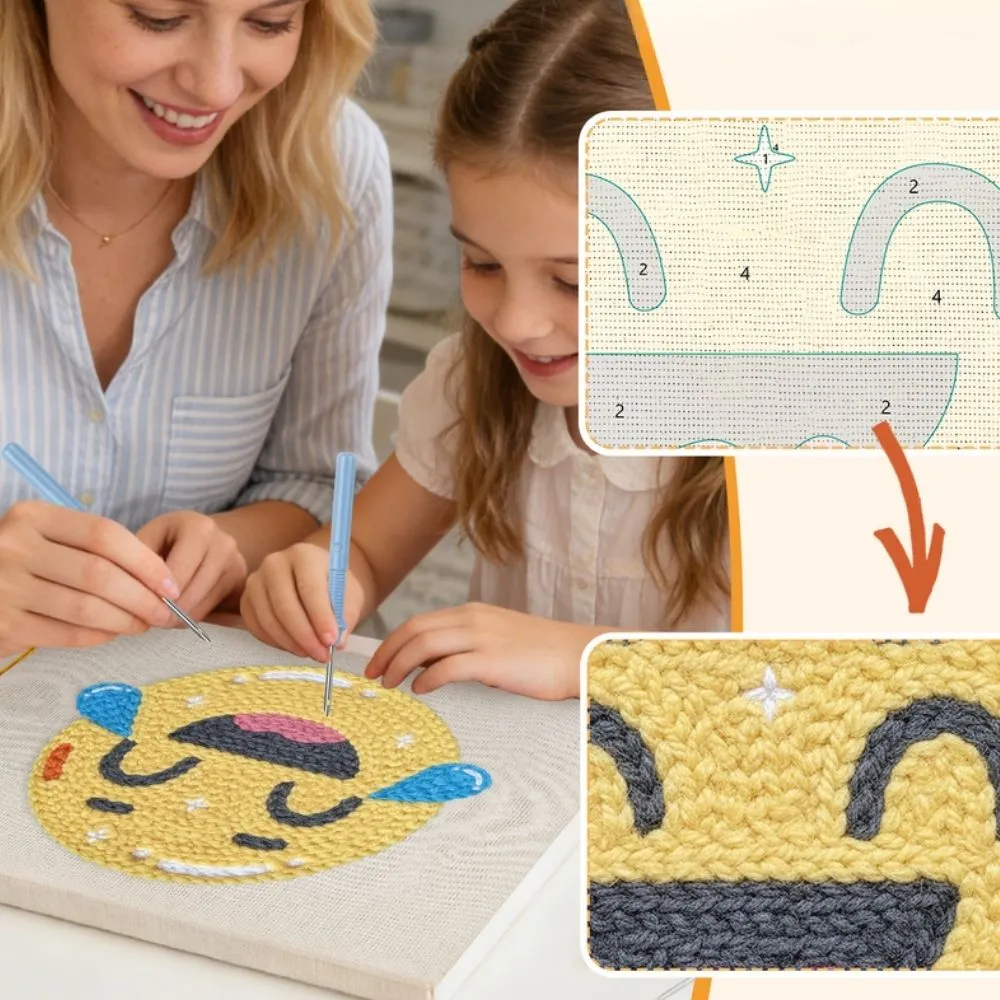 Figured'Art Emoji Plezier punch needle pakket 20x30 cm katoen