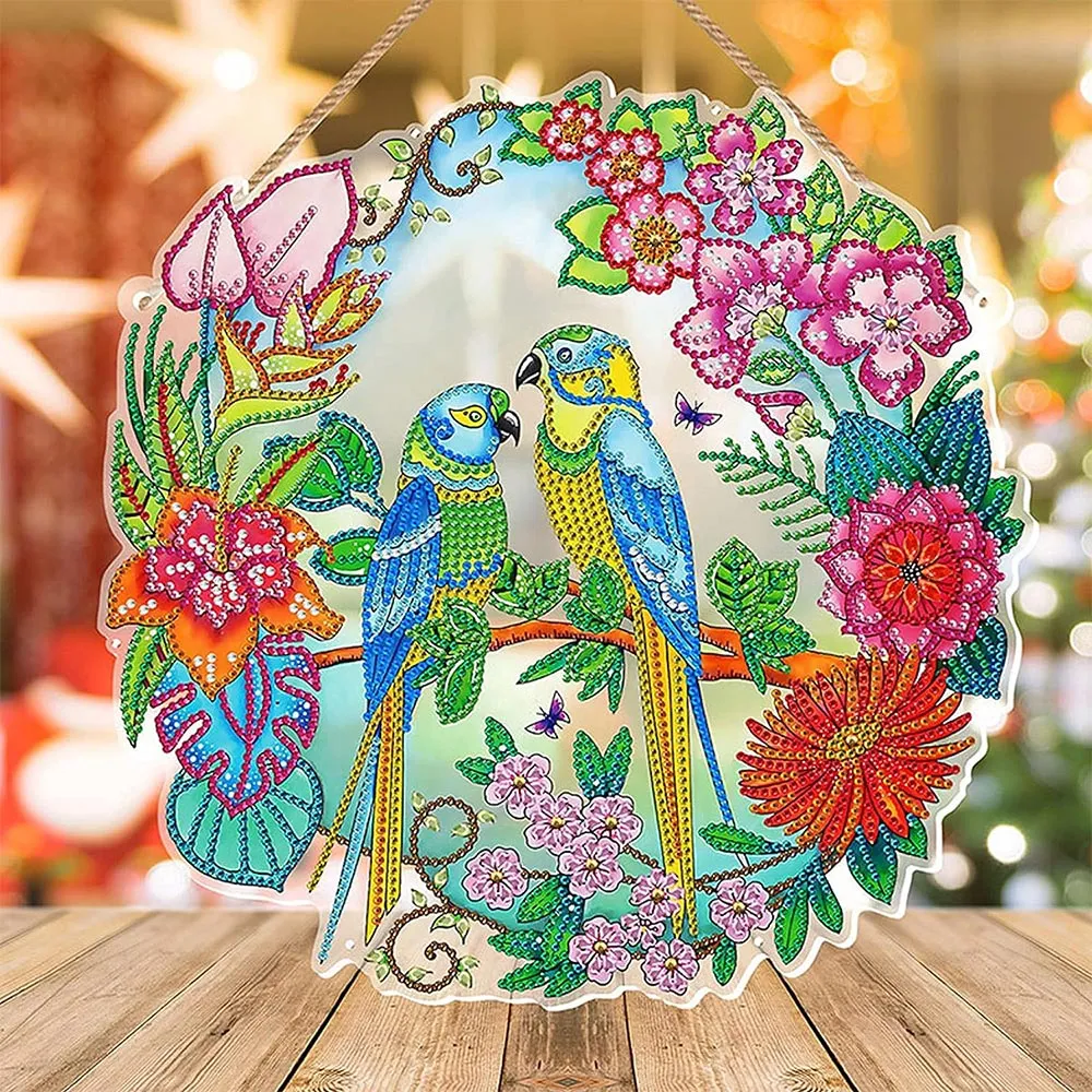 Figured'Art Vogels deurhanger diamond painting 28x28 cm LED