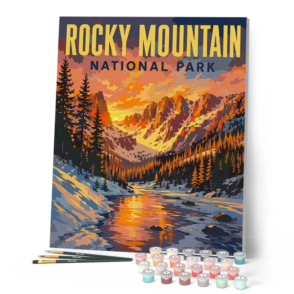 Figured'Art Rocky Mountain schilderen op nummer 40x50 cm gemiddeld