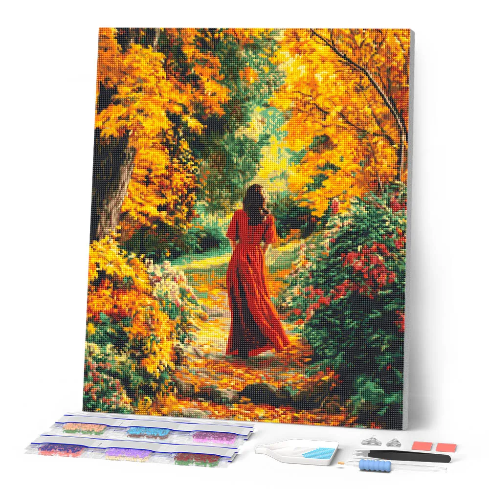 Figured'Art Dame in rood diamond painting full drill
