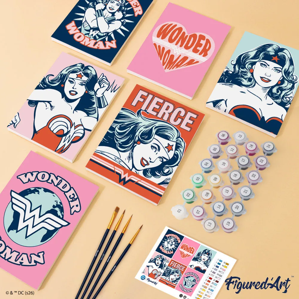 Figured'Art Onverschrokken Wonder Woman schilderen op nummer 15x20cm 6 stuks