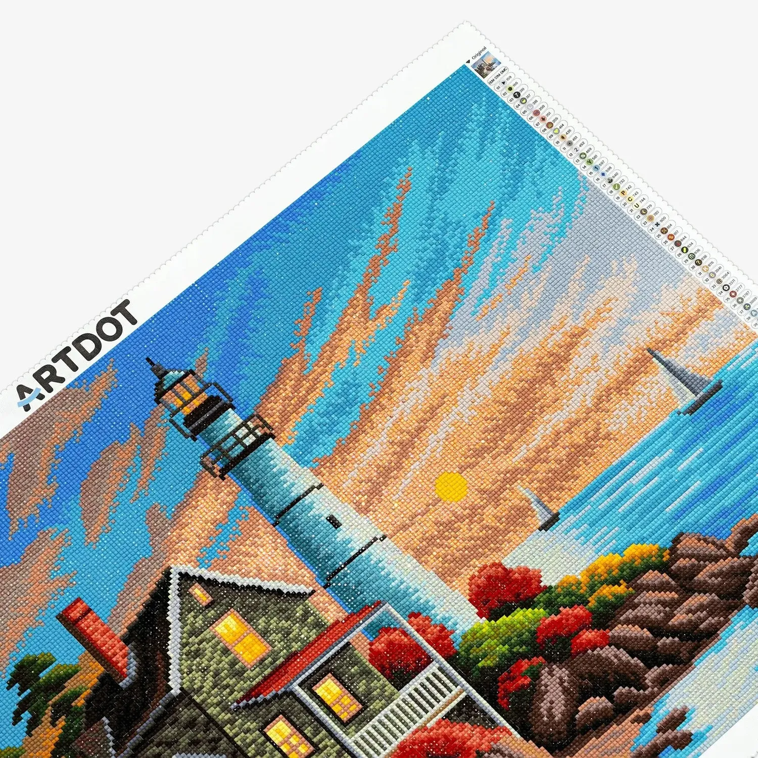 ARTDOT Idyllische Huizen Kustvuurtoren diamond painting 67x45