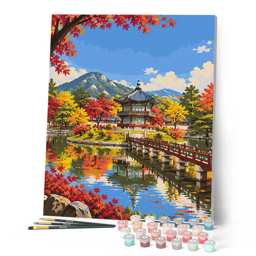 Figured'Art Gyeongbokgung Paleis schilderen op nummer 40x50 cm herfst