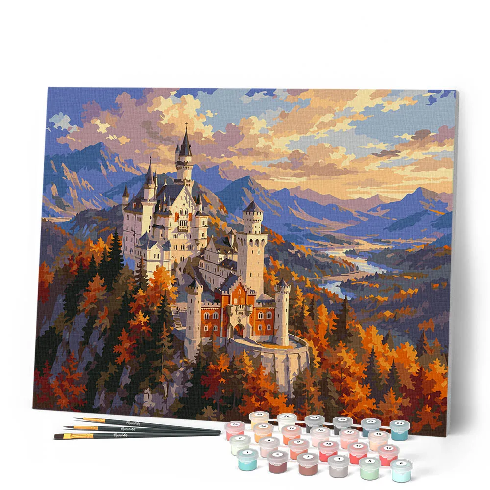 Figured'Art Neuschwanstein schilderen op nummer 40x50cm herfst