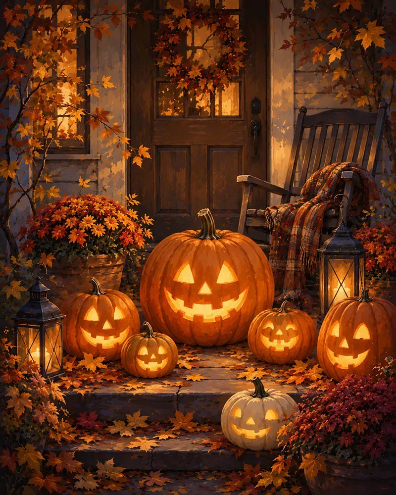 Figured'Art Halloween-pompoen diamond painting 30x40 cm herfst