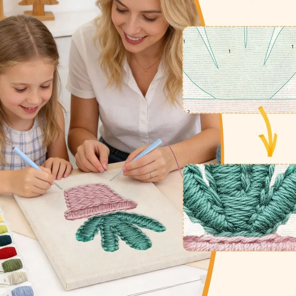 Figured'Art Kawaii Cactus punch needle pakket met frame 20x30 cm
