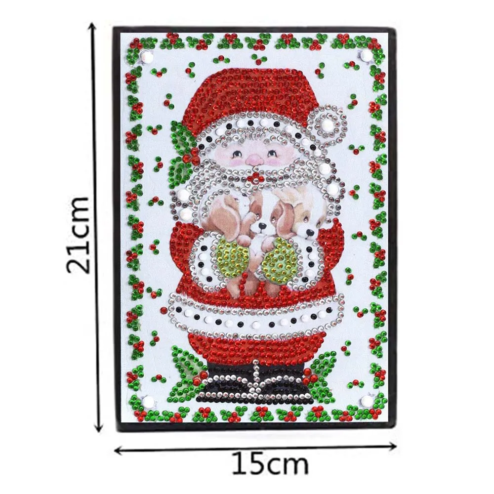 Figured'Art Kerstman met Puppies diamond painting boek A5 50 pagina's