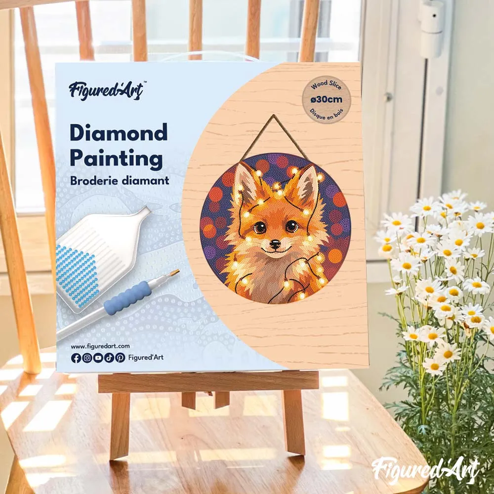 Figured'Art Kleine Vos met Lichtbollen diamond painting 30 cm