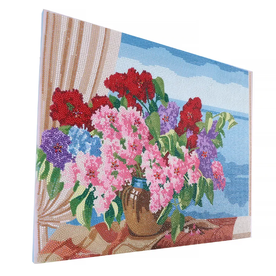 Craft Buddy The Window Vase Crystal Art canvas 50x40 cm bloemen