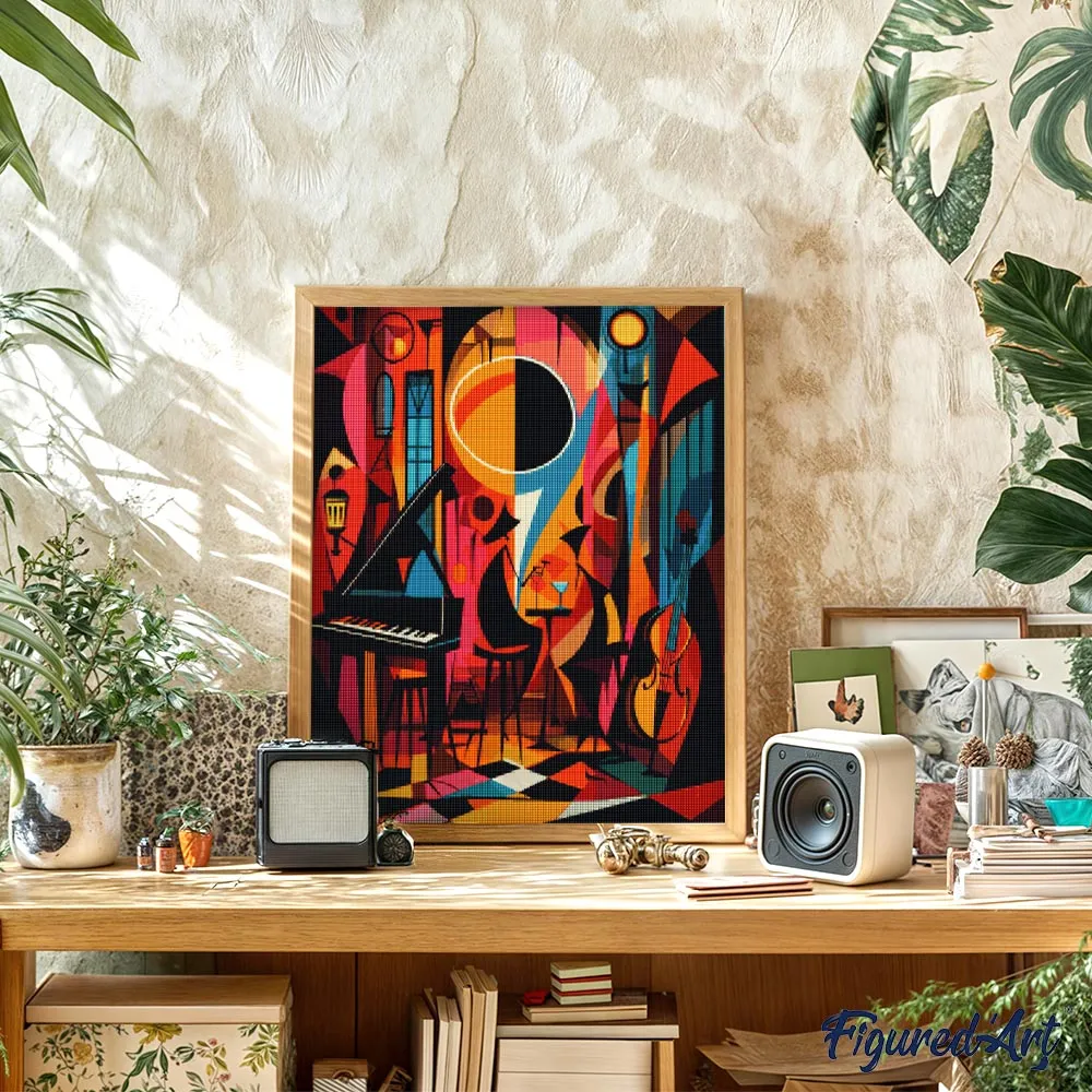 Figured'Art Gedurfd Abstract Jazzclub diamond painting 40x50 cm