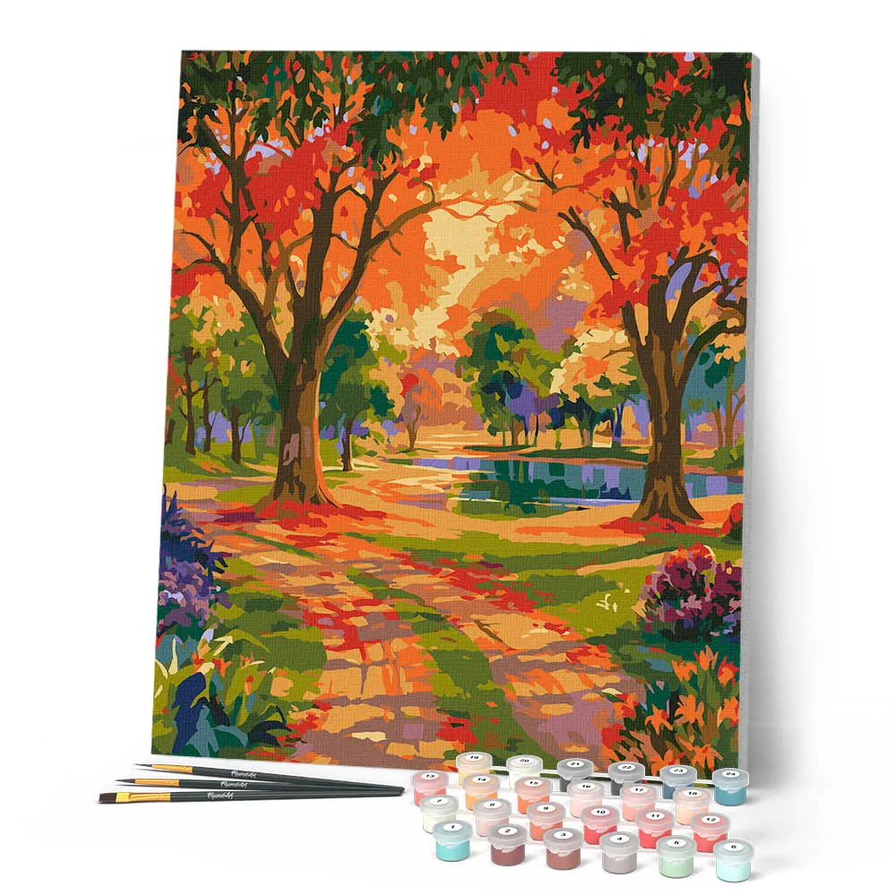 Figured'Art Betoverd herfstpad schilderen op nummer 40x50 cm