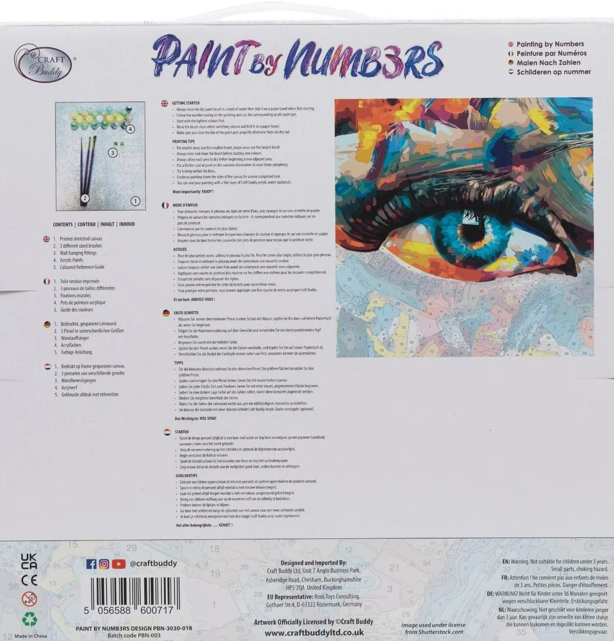 Craft Buddy Paint by Numbers Creative Eye canvas 30x30cm kind