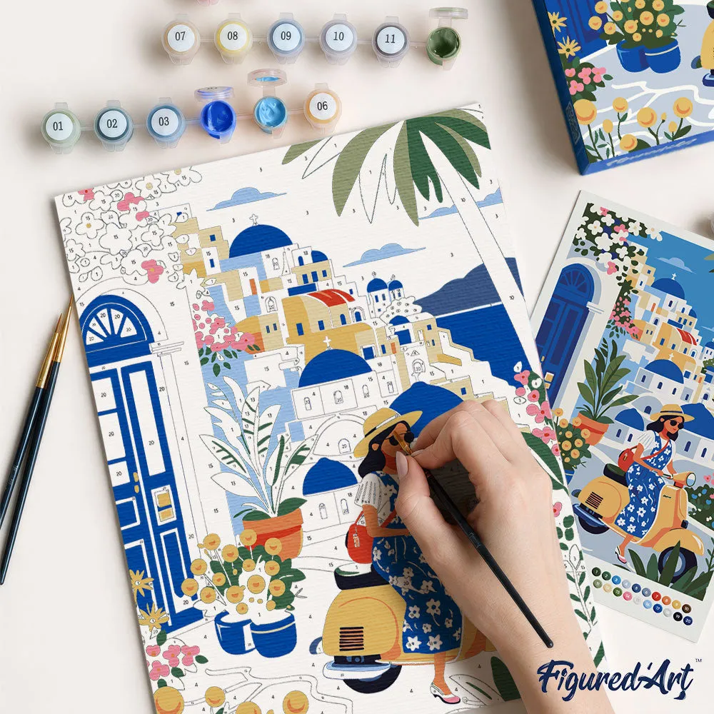 Figured'Art Santorini-ontsnapping schilderen op nummers cadeauset