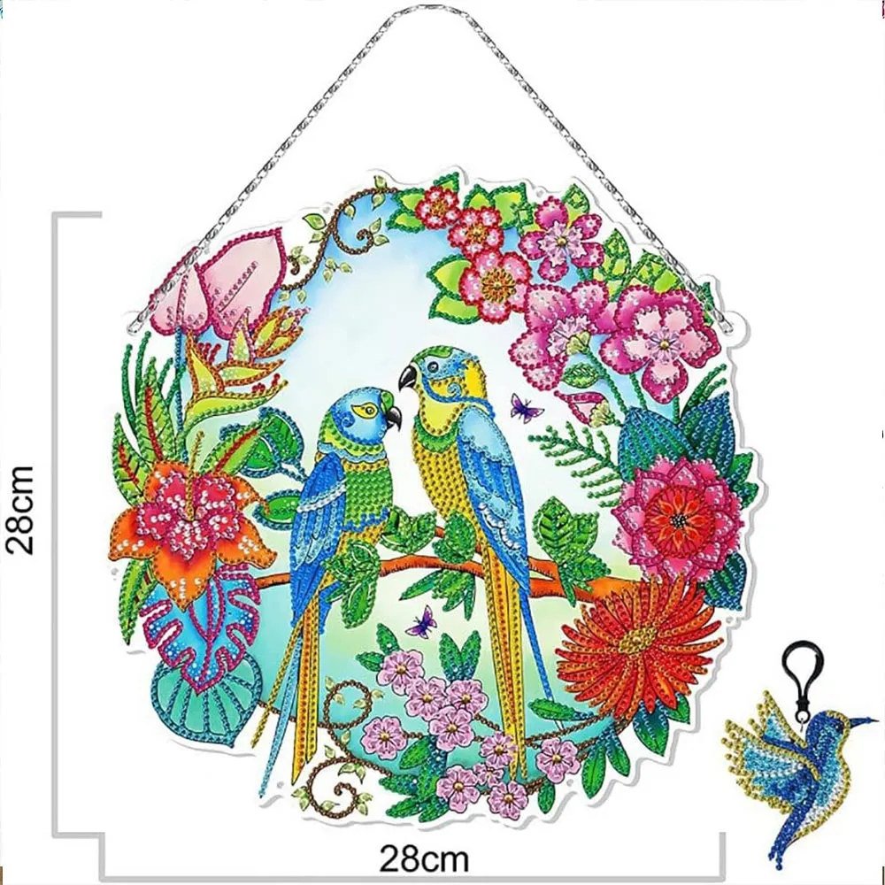Figured'Art Vogels deurhanger diamond painting 28x28 cm LED