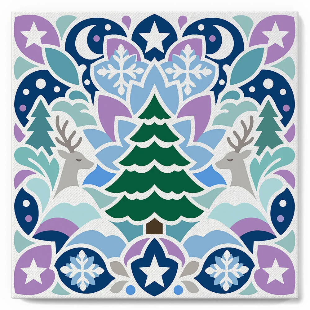 Figured'Art Mini Schilderen op Nummer Kerstmandala schilderij 20x20 cm ingelijst eenvoudig