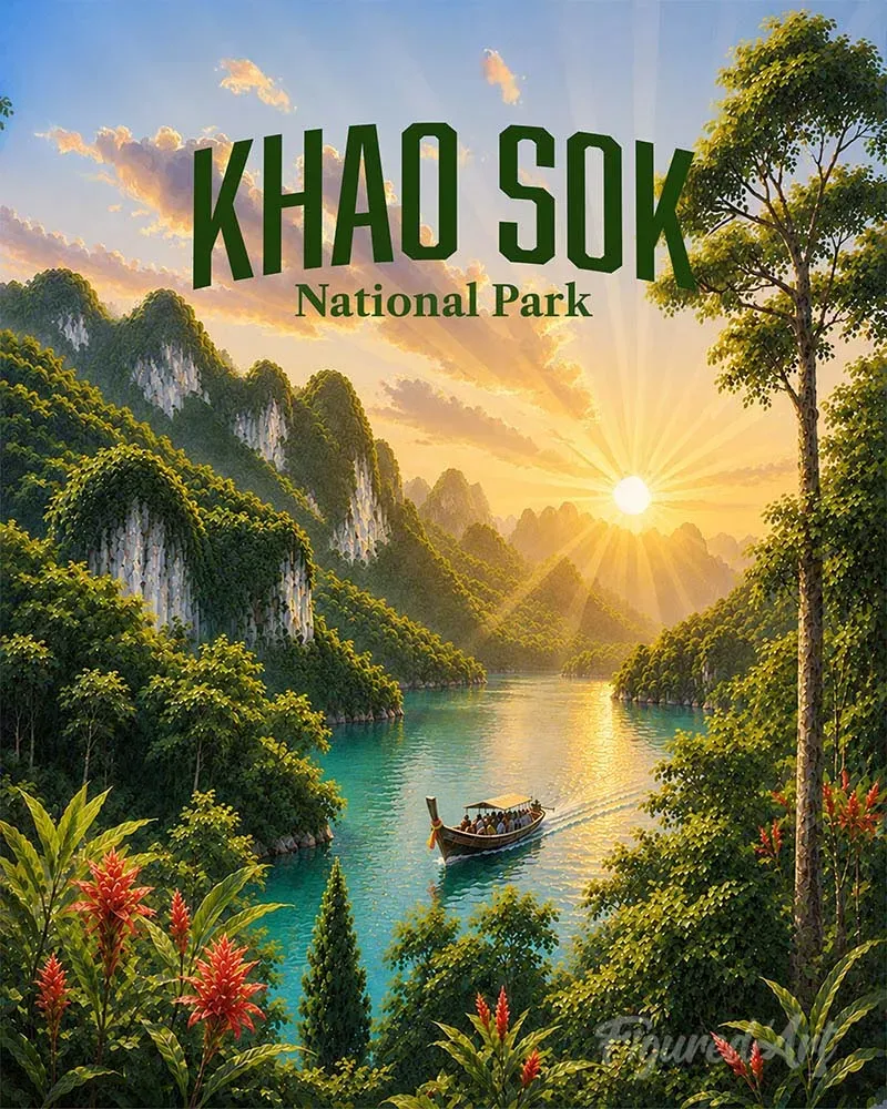 Figured'Art Nationaal Park Khao Sok schilderen op nummer 40x50cm jungle