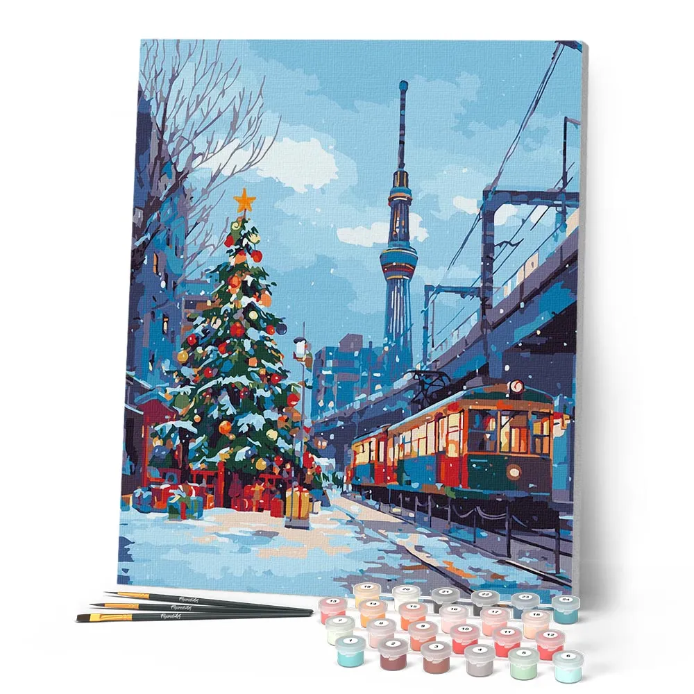 Figured'Art Schilderen op Nummer Kerst in Tokio canvas 40x50 cm winter
