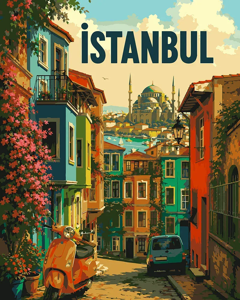 Figured'Art Reisposter Istanbul schilderen op nummer 40x50cm