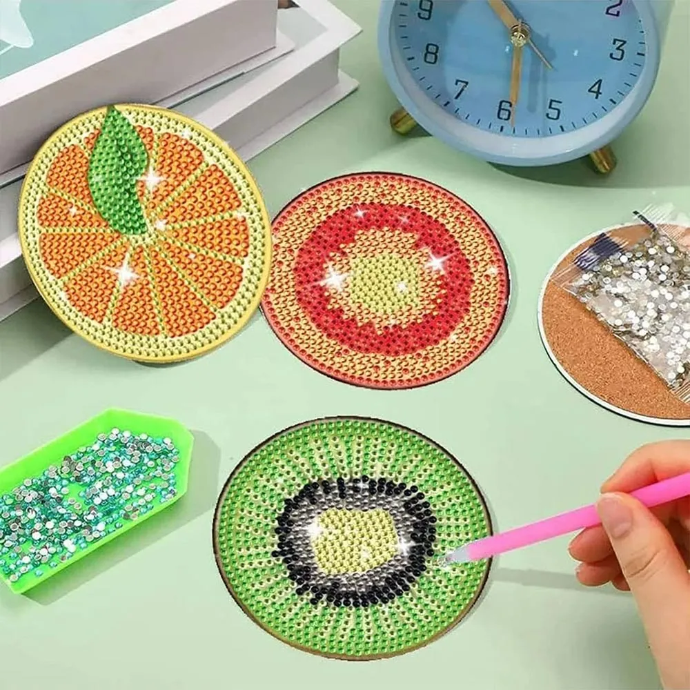 Figured'Art Fruit diamond painting onderzetters 8 stuks