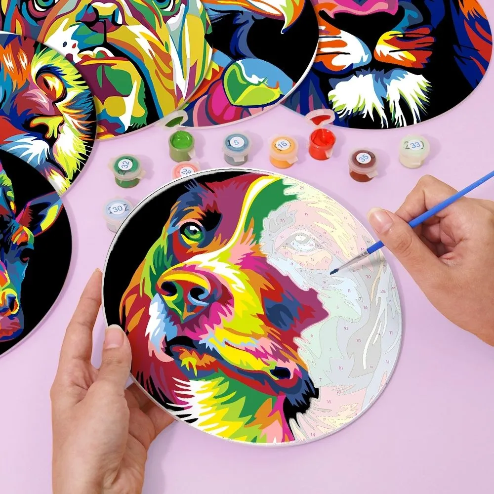 Figured'Art Dieren Pop Art placemats schilderen 20 cm 6 stuks